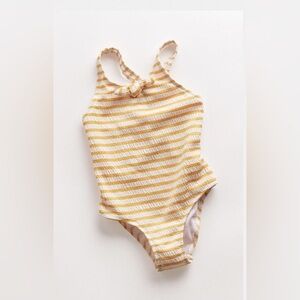 Zara Girls Toddler White Orange Striped One-Piece Swimsuit Size 3-4